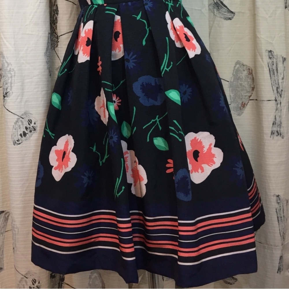 ModCloth - Blue Pink Flowers on Black Fit & Flare Dress with hidden POCKETS! - Picture 11 of 14
